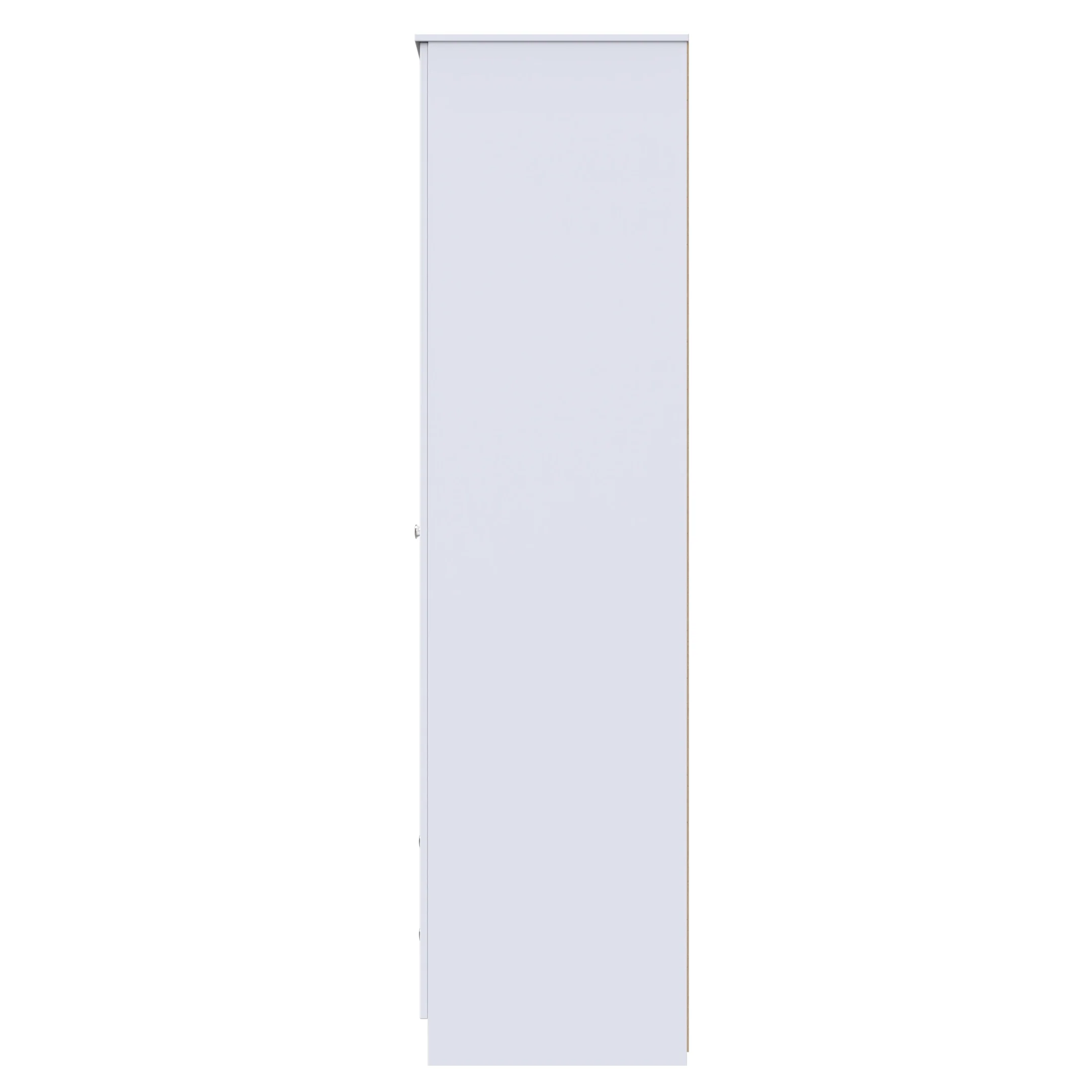 Yarmouth Tall Triple 2 Drawer Mirrored Wardrobe in White & White Matt - Ready Assembled - Image 2