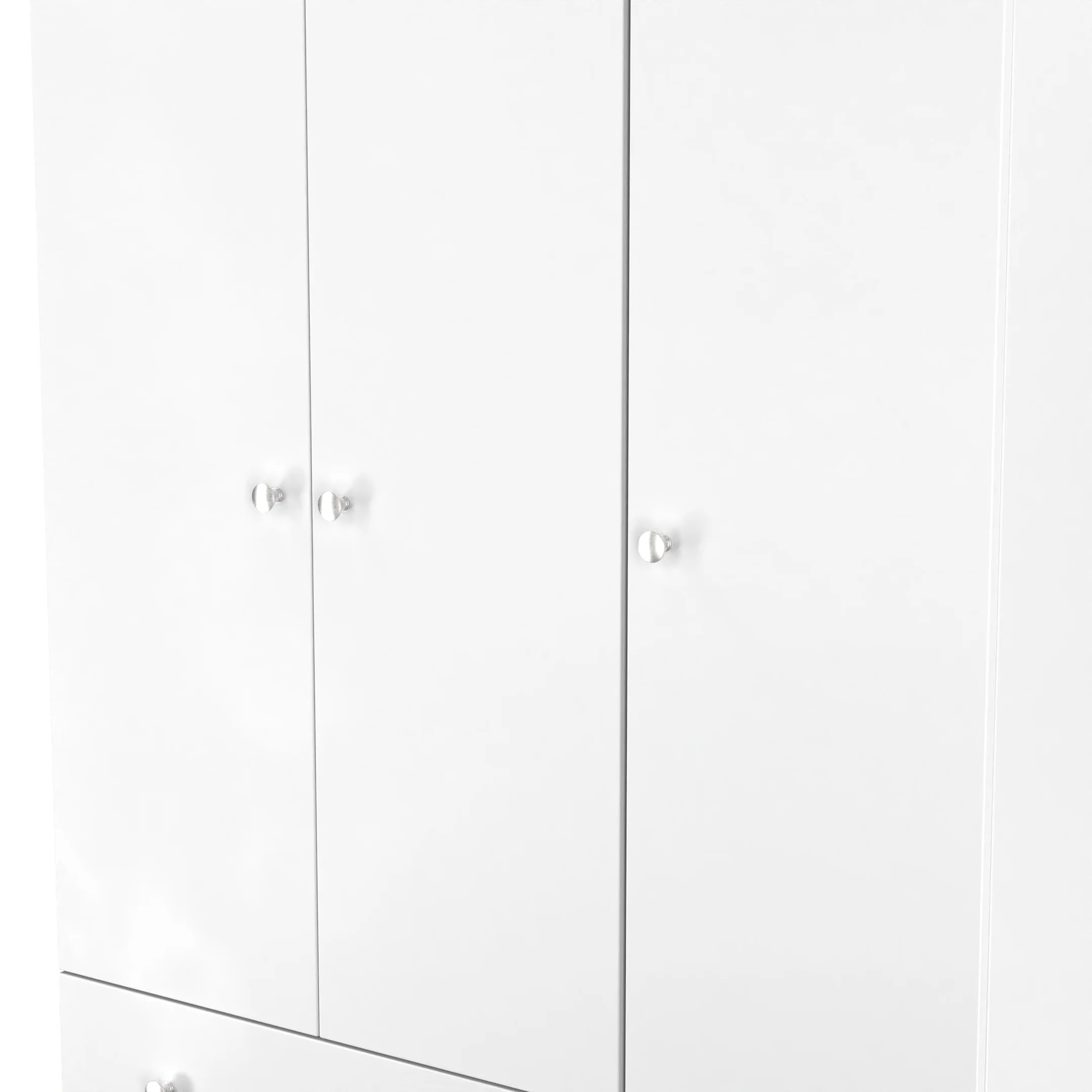 Yarmouth Tall Triple 2 Drawer Wardrobe in White & White Matt - Ready Assembled - Image 4