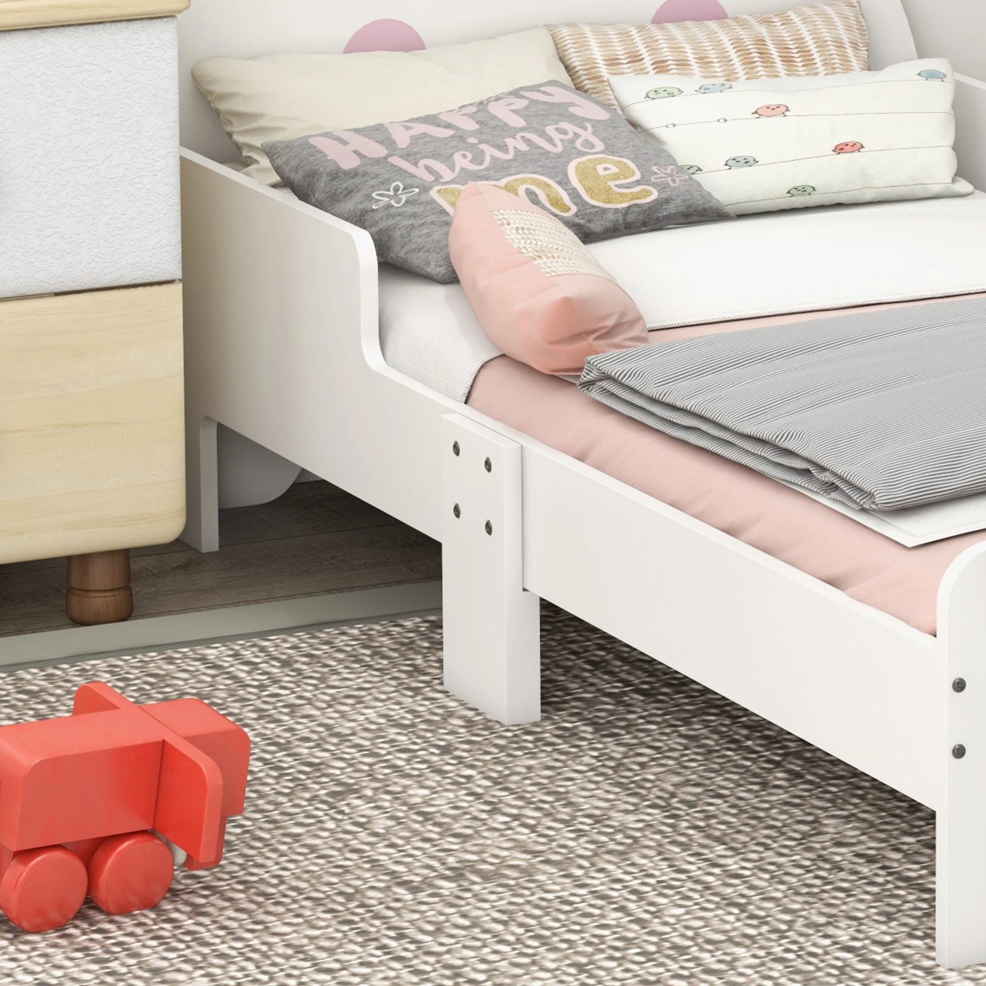 ZONEKIZ Toddler Bed, Kids Bedroom Furniture, Rabbit Design - White - Image 9